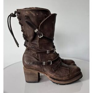 FREEBIRD Cora Brown Slouchy Leather Boots Size 9 Gorgeous Barely Worn